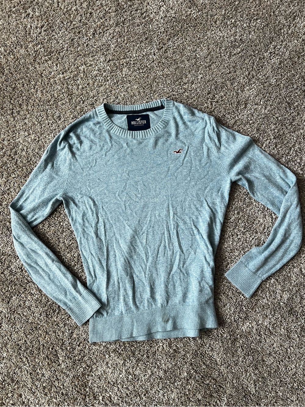 Hollister Pale Blue Knit Crewneck Sweater